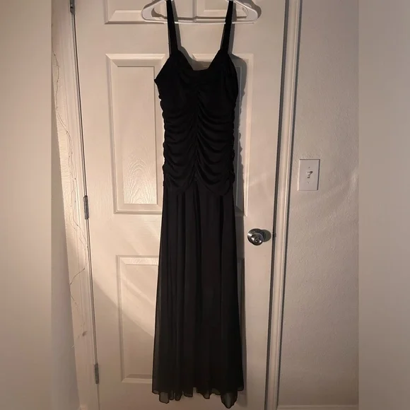open lace back dress Majestic Blue Satin Fitted Gown GLGL3696 main image 1